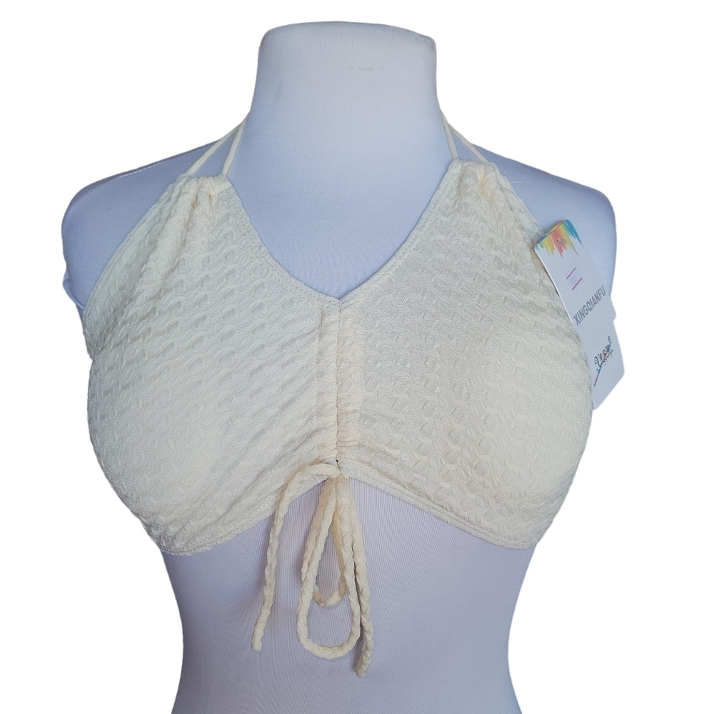 Women's NWT Offwhite Ivory Smock Bikini Top Size Unknown